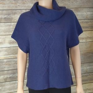 Coldwater Creek Blue Cabled Cowl Sweater NWT